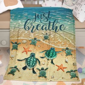 Sea Turtle Flannal Throw Blanket For Teens Boys Men Many Sea Turtle Pattern Blanket Soft Flannal Throw Blanket 50x60 Inches For Couch Bed And Sof (Option: 75X100cm-blue)