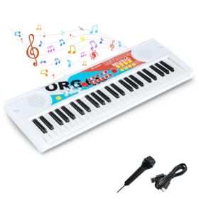 49 Keys Kids Electronic Keyboard With Microphone, 8 Tones & Rhythms Educational Music Toy For Age 3+ - White (Option: Defaulttitle)