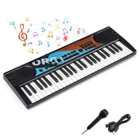 49 Keys Kids Electronic Keyboard With Microphone, 8 Tones & Rhythms Educational Music Toy For Age 3+ - Black (Option: Defaulttitle)