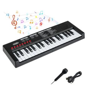 Black 37 Keys Kids Electronic Keyboard With Microphone, 8 Tones & 8 Rhythms Piano Toy For Ages 3+ (Option: Defaulttitle)