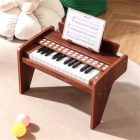 25 Keys Mini Digital Piano For Kids Age 3+, Lighted Teaching Mode With 6 Tones & 15 Demo Songs-Brown (Option: Defaulttitle)